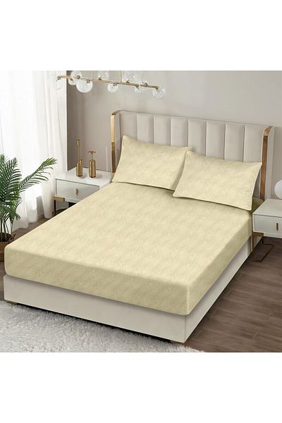 Evim طقم ملاءة جاهزة من القطن باللون البيج دائمًا مقاس مزدوج 160 × 200 + 35 سم 50 × 70 سم 2 × كيس وسادة