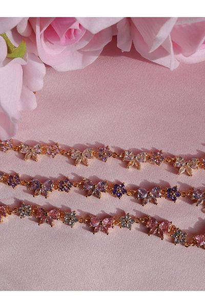 Reorah Collection Floral Bow Bracelet-Zircon Stone Bow/Ribbon Flower Bracelet