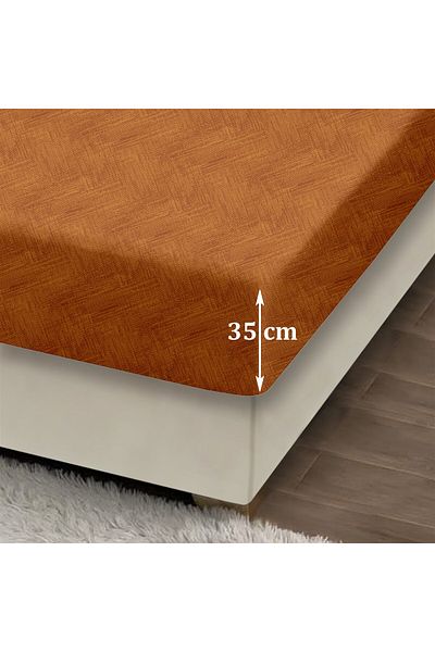 Evim طقم ملاءة جاهزة من القطن باللون البرتقالي دائمًا مقاس مزدوج 160 × 200 + 35 سم 50 × 70 سم 2 × كيس وسادة
