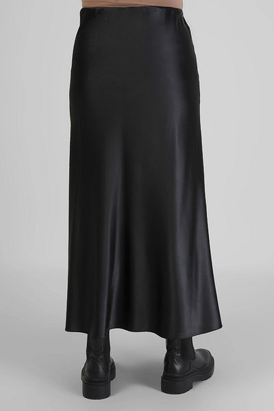 Lady Majestic Plus Size Elastic Zippered Satin Flared Long Skirt