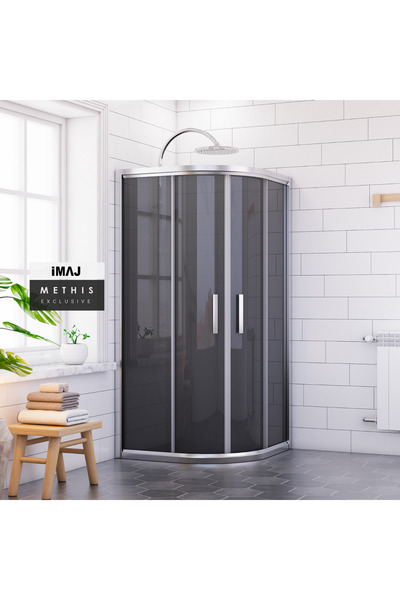 İmaj Banyo Methis Füme Cam Oval Duşakabin