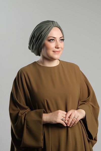 HÜRREM BONE Καπό Hijab Dark Mink - Practical Ready, Snap-on, Sandy Pleated Casual 2121_38