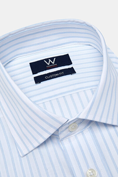 W Collection WHITE LONG SLEEVE STRIPED PATTERNED SHIRT