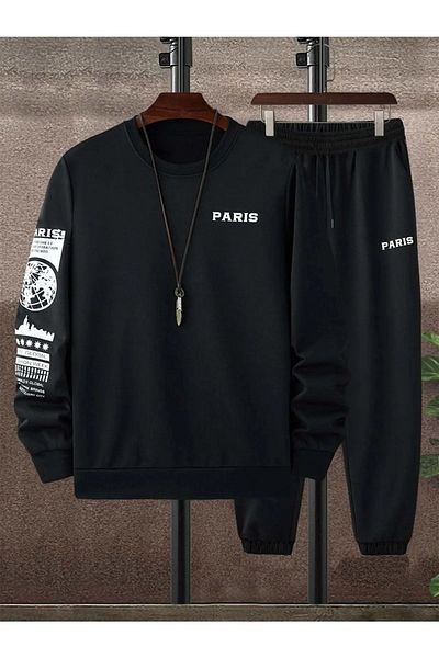Guillermo Σετ φόρμας Gramix Unisex Oversize Φούτερ με λαιμόκοψη με στάμπα Paris