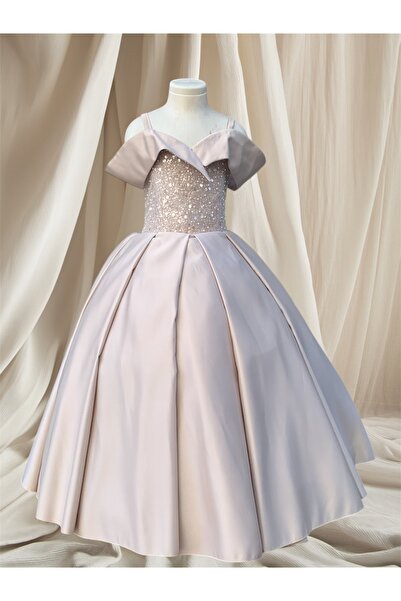 Ege Kostüm Pırıltı Çocuk Giyim Saten Gelinlik