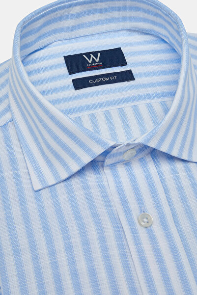 W Collection WHITE LONG SLEEVE STRIPED PATTERNED SHIRT