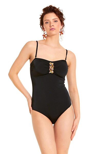 Argento Νέα σεζόν - Μαύρο στράπλες μαγιό με κορσέ