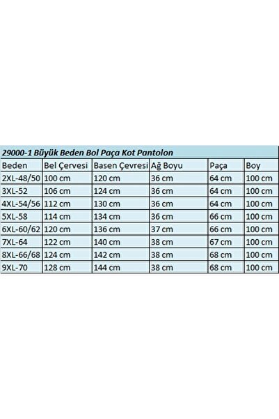 Eslina 29000-1 Büyük Beden Piti Kareli Bol Paça Kot Pantolon - Mavi