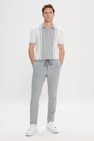 ALTINYILDIZ CLASSICS Men's Gray Slim Fit Jogger Pants - Side Pocket and Waist Tie