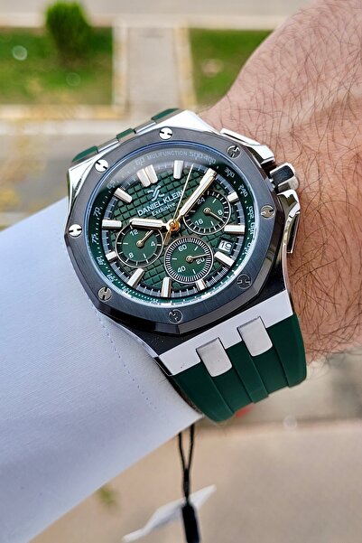 Daniel Klein Kasası Gümüş Kordonu Yeşil Renk Göstergeleri Aktif Erkek Kol Saati