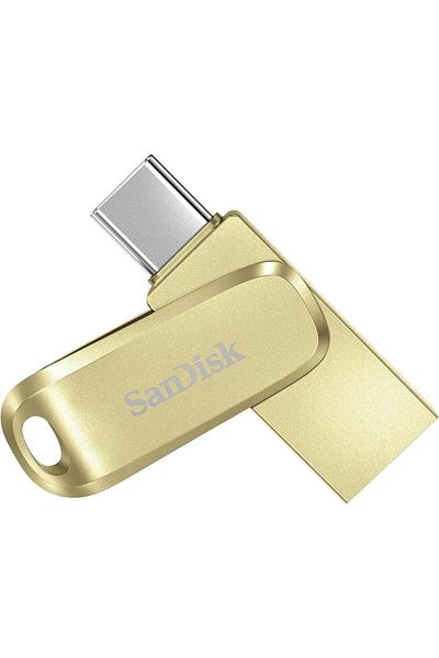 SanDisk محرك أقراص فلاش Ultra Dual Drive Luxe بسعة 256 جيجابايت من النوع C USB 3.2 ذهبي SDDDC4-256G-G46GD