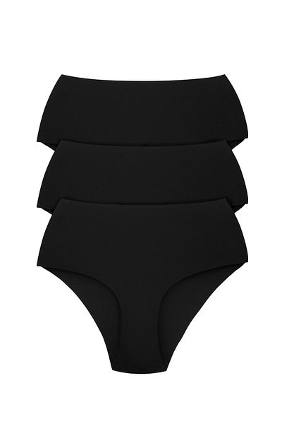 Arma Yıldız High Waist Black Laser Cut Seamless Women's Panties - Pack of 3