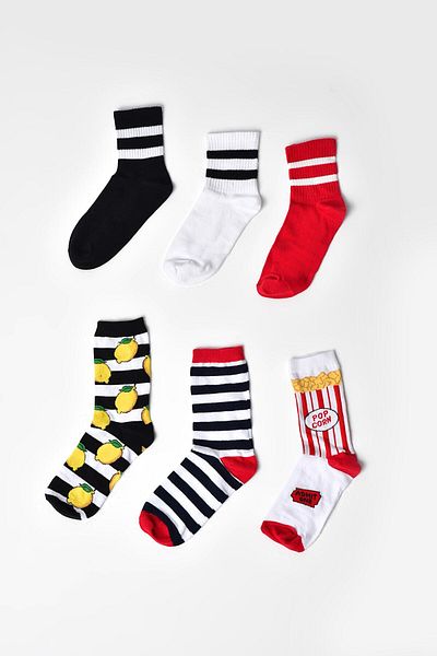 MG ÇORAP Pop Corn Patterned Colorful Socks (Set of 6)