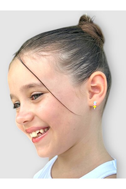 LITTLELUXE Renkli Kalpler 925 Ayar Gümüş Çocuk Küpesi