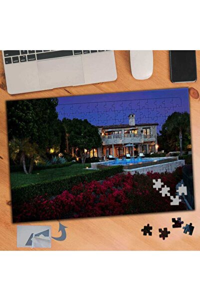 Asilmeydan Bahçeli Lüks Villa Ev 240 Parça Puzzle Yapboz Tablo-235