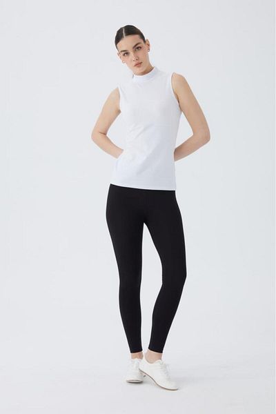 Almila Body de damă - Gât țesut, mânecă zero, bumbac și Lycra Model 2045