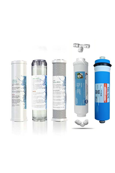 NSF Su Arıtma Cihazı Filtresi Açık Kasa 5'li Roby Membranlı Set 80 GPD + Dirs...