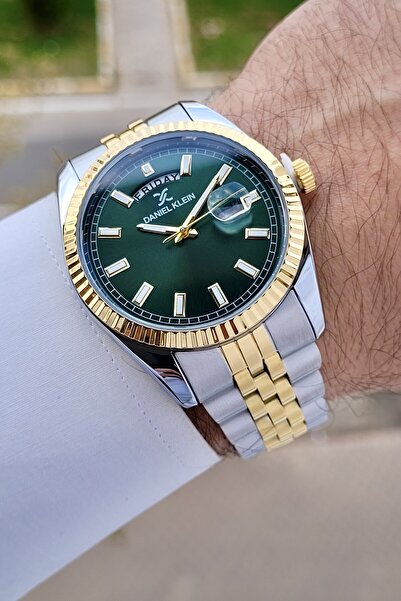 Daniel Klein Kadranı Yeşil Kordonu Gold Gümüş Renk Fonksiyonlu Klipsli Erkek ...