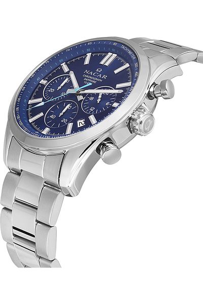 Nacar Sapphire Glass Sport Silver Men's Wristwatch Nc34-290713-Alm