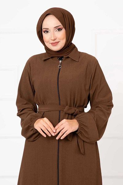 EBRUTESETTÜR Shirt Collar Sleeves Elastic Belted Ferace