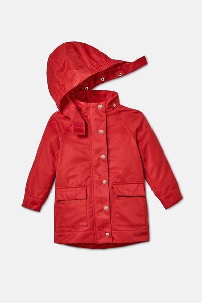 Tchibo Toddler Girl Hooded Long Sleeve Plain Rain Jacket, Red