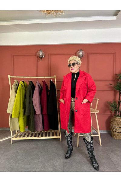 Store Red Long Boucle Coat