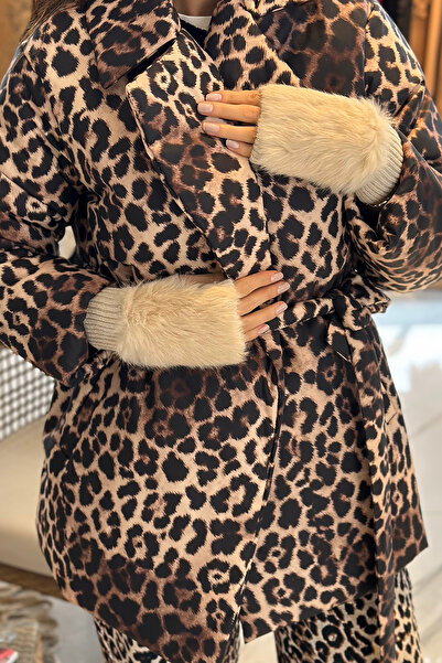 REMSA Beige Women &Apos; S Knitted Gloves - Plush Detail, Cutout Eld-30