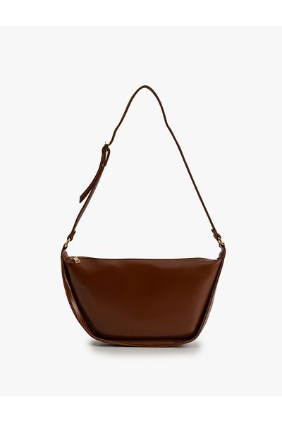 Koton Asymmetrical Faux Leather Baguette Bag - Zippered