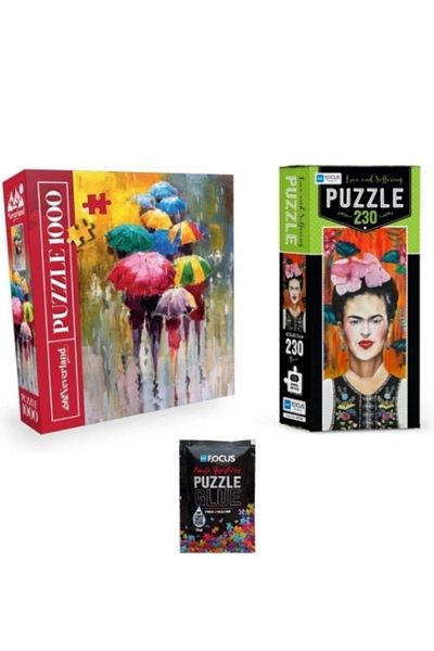 Neverland Puzzle Set of 3 - 1000 Pieces Umbrellas + 230 Pieces Love and Suffering + Puzzle Adhesive