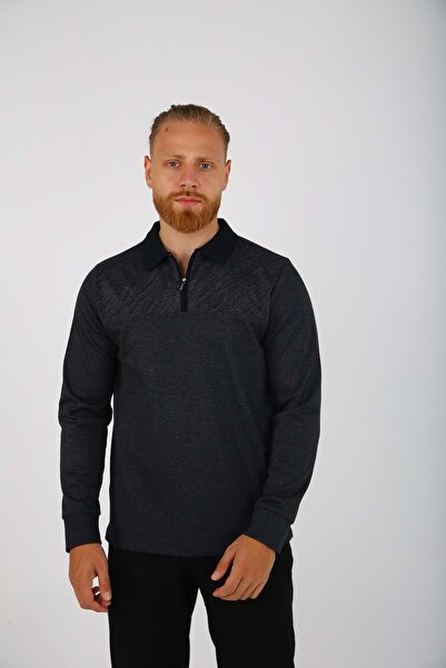 Brango ERKEK BRANGO YAKALI FERMUARLI TRİKO KAZAK Lacivert