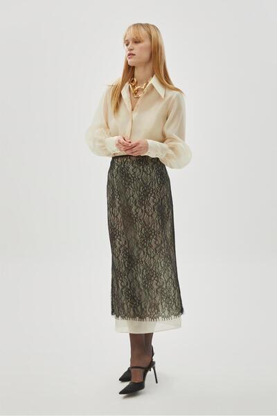 Exquise Tulle Lace Regular Midi Skirt