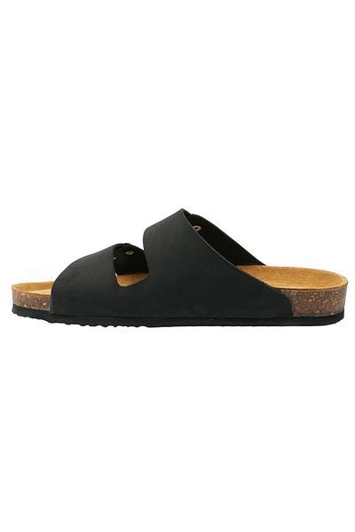 İncim Double Buckle Orthopedic Comfortable Men's Slippers Black/Nubuck
