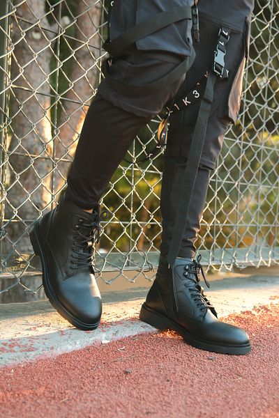 Riccon Urugnil Men's Zippered Boots0012562 Black