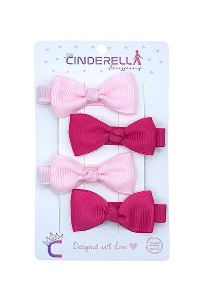 Cinderella 4'lü Tamamen Astarlı Fiyonk Model Yumuşak Bebek Saç Tokası - Renkl...