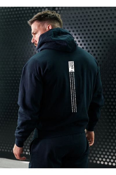Guillermo Men's Oversize Black Hooded Printed Sweatshirt