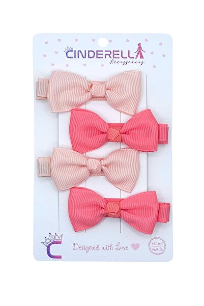 Cinderella 4'lü Tamamen Astarlı Fiyonk Model Yumuşak Bebek Saç Tokası - Renkl...