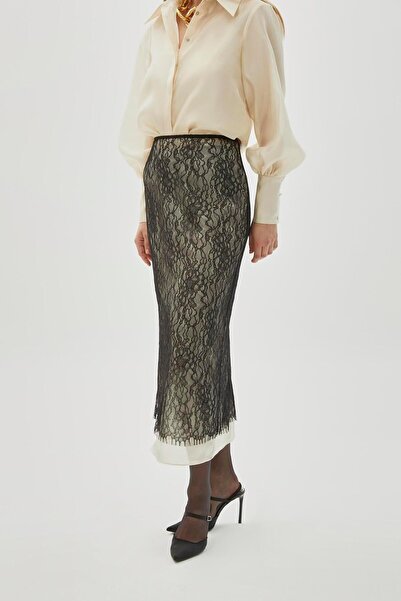 Exquise Tulle Lace Regular Midi Skirt