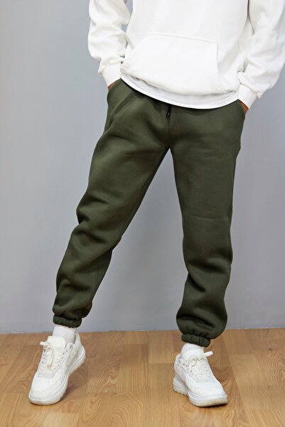 MODA Unisex Three Thread Raised Sweatpants Khaki Green