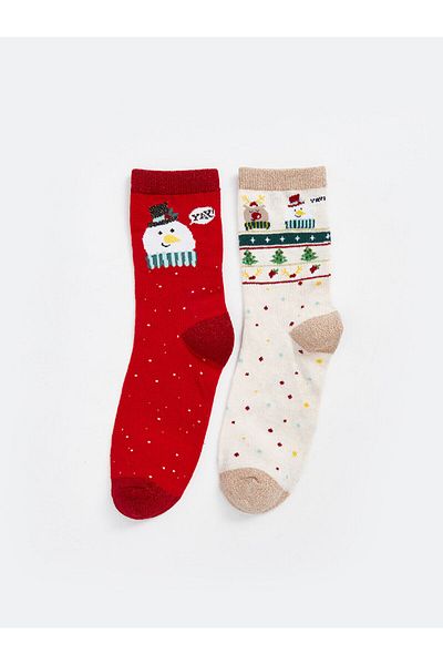 LC Waikiki Lcwk New Year's Themed Girl's Socks 2-Piece