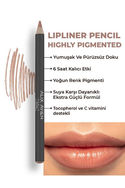 Alix Avien Long-Lasting - Non-Dispersing Moisturizing Lip Liner - Lipliner Pencil 01 Peach Nude