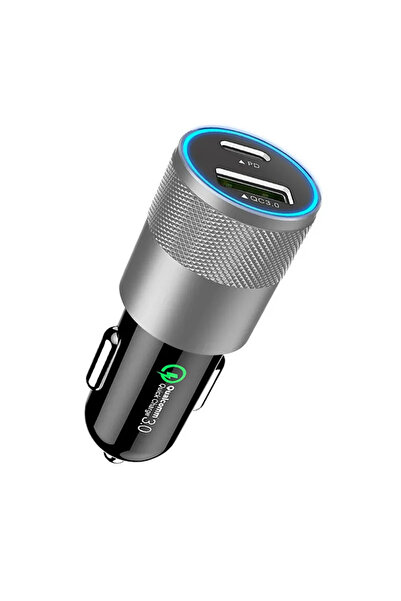 Enshall Iphone Uyumlu Toplam 40 W Type-c Ve Usb Girişli Araç Çakmaklık Hızlı Şarj Aleti (20W+20W)