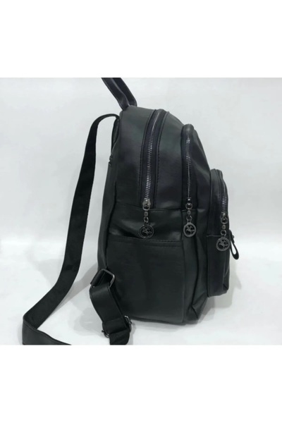 By Hakan Tk-06 Women's Backpack - Wash Leather, Casual Bag, Multi-Compartment, Black