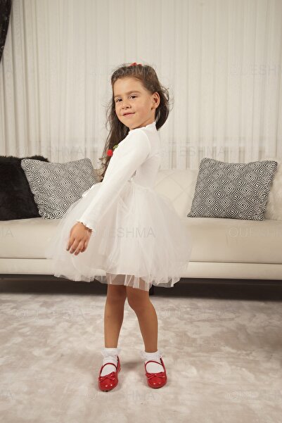 QUESHMA Rochie de fetita tutu din tul captusita cu visinii