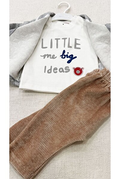 Cassiope 3 Piece Baby Tracksuit Set - Cardigan, Sweatshirts and Velvet Bottoms