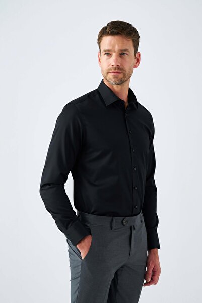 Paşahan Iron-Free Non Iron 100% Cotton Classic Lapel Satin Men's Shirt