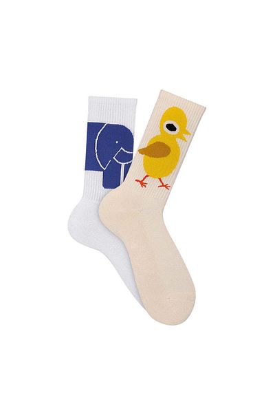 MONSIEUR CHAUSSETTE 2-Pack Unisex Organic Cotton Foot Sole Socks Containing Double Floor Towel