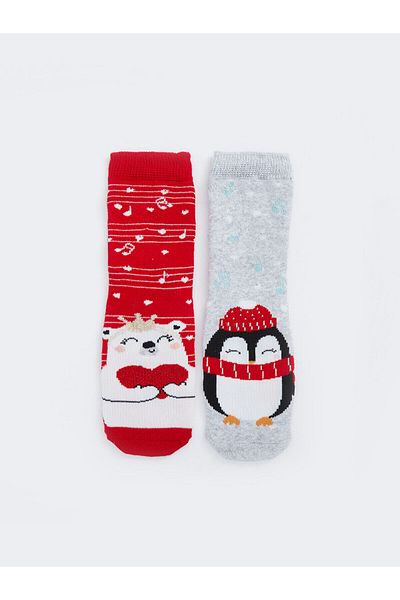 LC Waikiki Lcwk New Year's Themed Girl's Socks 2-Piece