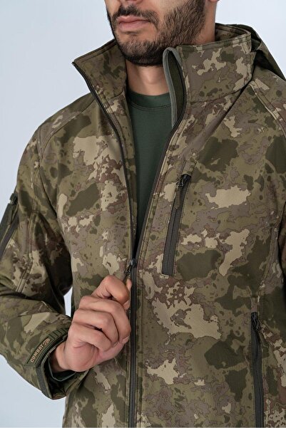Combat Tactical Outdoor Kamuflaj Mont Su Rüzgar Geçirmez Erkek Softtjell Mont - 305