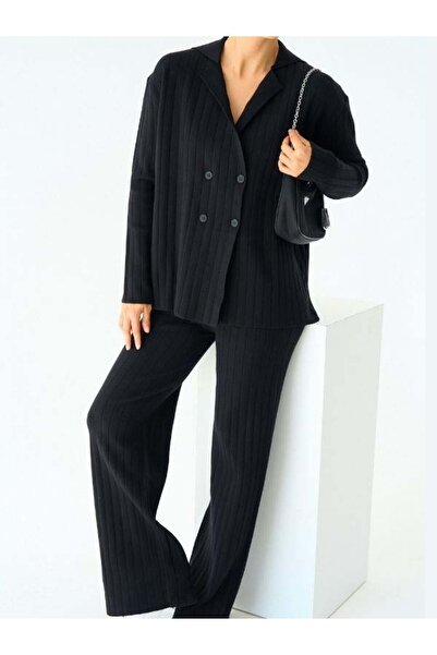 Zekids Γυναικείο πουκάμισο με γιακά κοστούμι με κουμπιά και παντελόνι