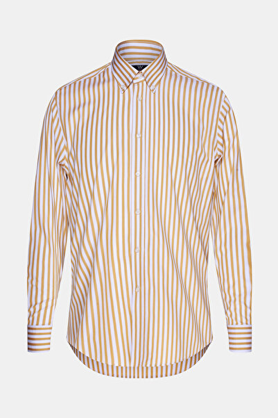 W Collection BEYAZ UZUN KOLLU ÇİZGİLİ DESENLİ GÖMLEK